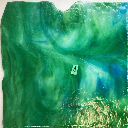 Youghiogheny Blue and Green Combinations on Ice White, Wispy, Semi-Translucent, Mottled Texture