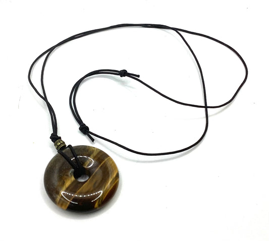 Gemstone donut pendant on Nylon Cord