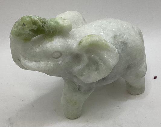 Snow Agate + Jade Elephant