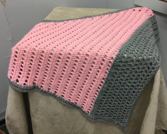 Pink and Grey Shawl JB22-11