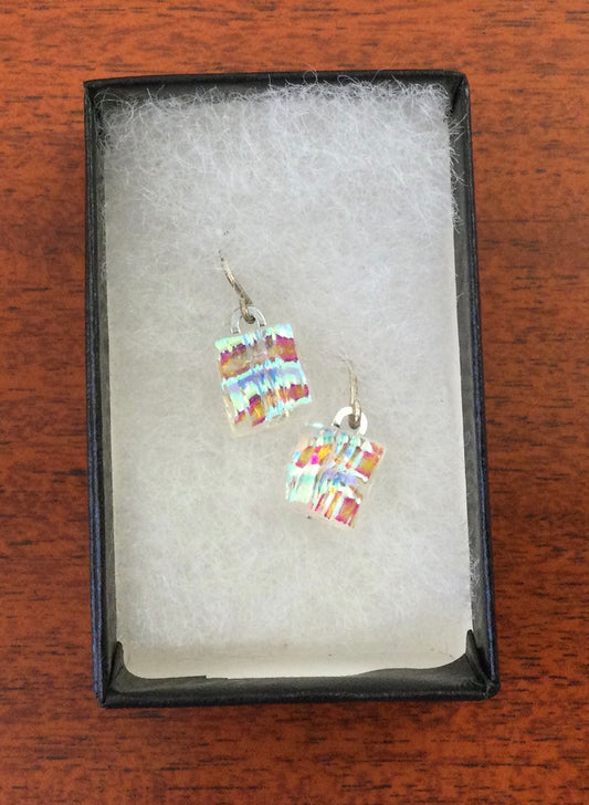 Fused glass Earrings with sterling silver ear wire