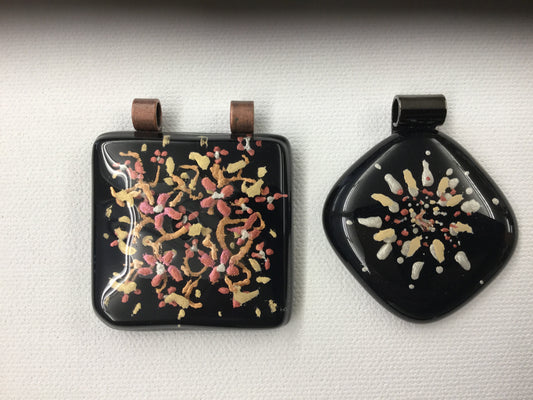 Fused glass pendants and Earrings by Iris