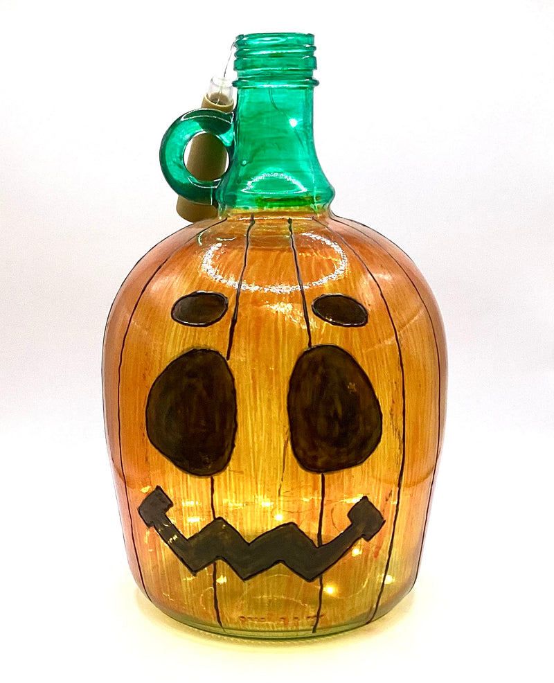 Painted Glass Pumpkin Jar