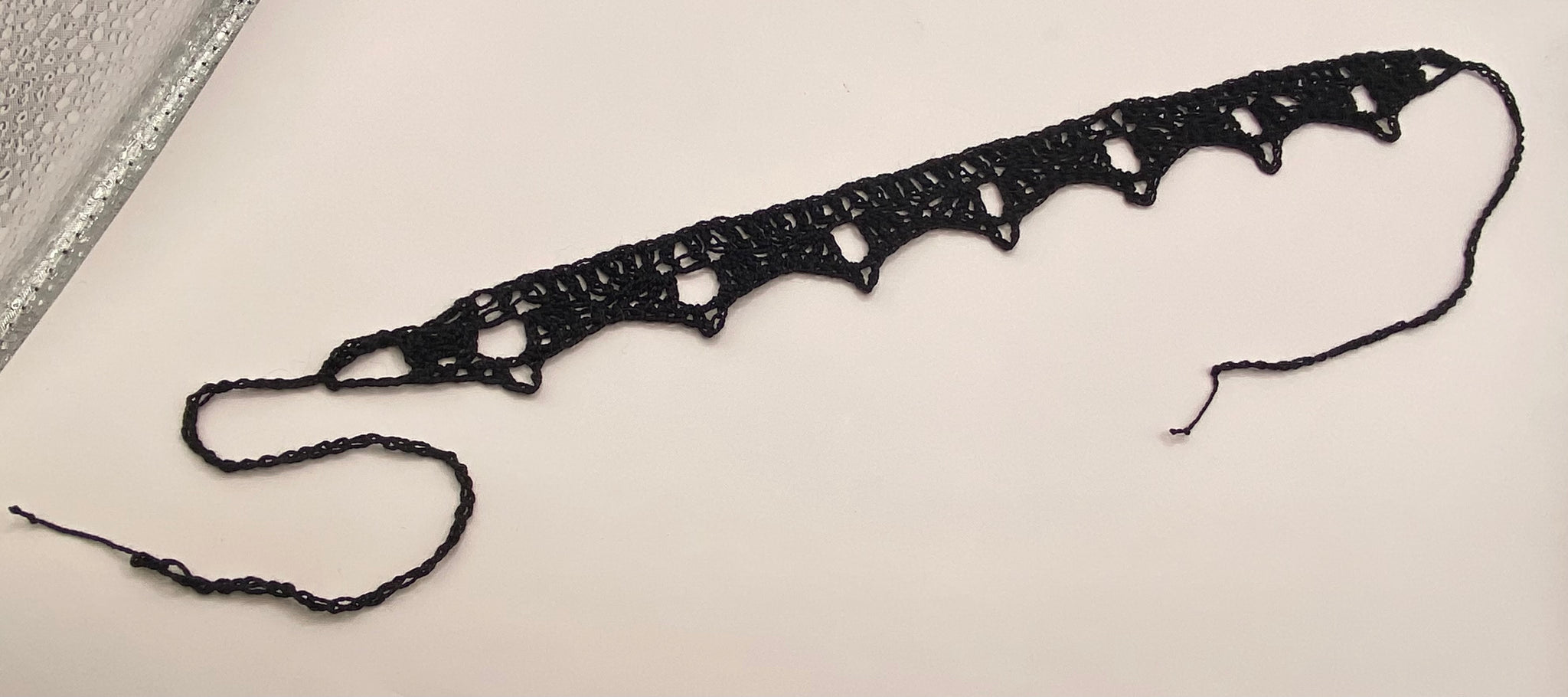 Victorian style black cotton lace choker