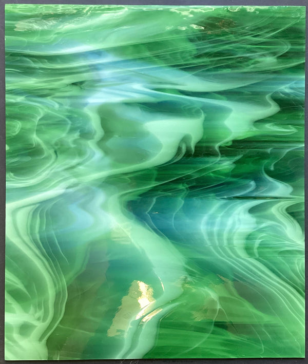 Oceanside Forest Green Opal Wispy Semi-Translucent