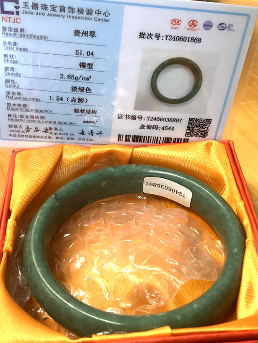 Jade bangle in red box 3” diameter