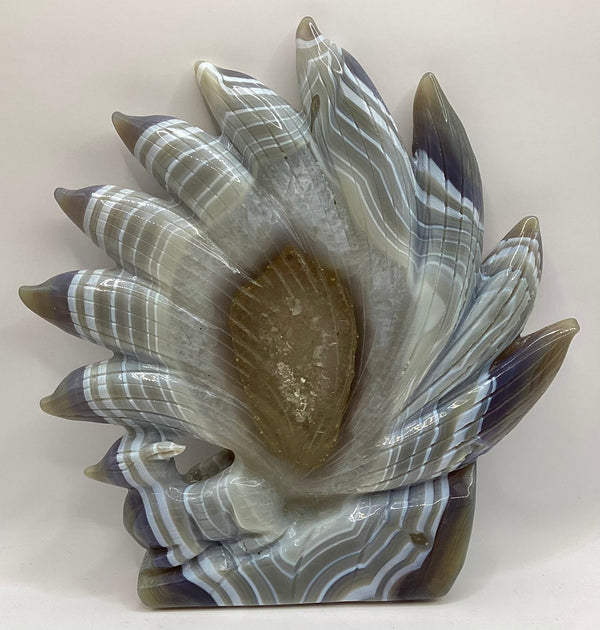 Brazilian Banded Agate 9 Tail Fox Carving