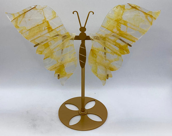 Golden Healer Quartz Butterfly Wings with stand