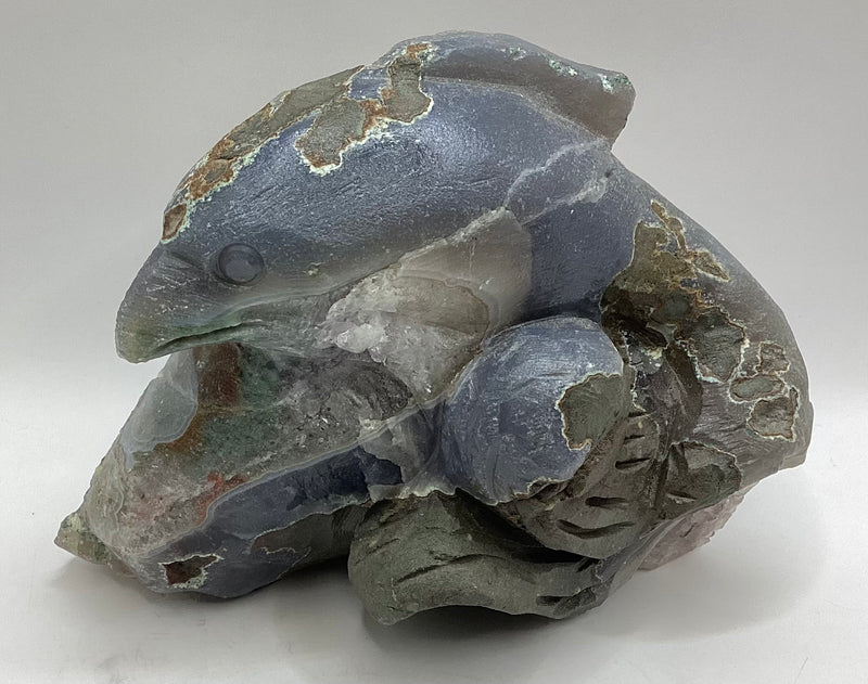 Raw Amethyst Dolphin Carving