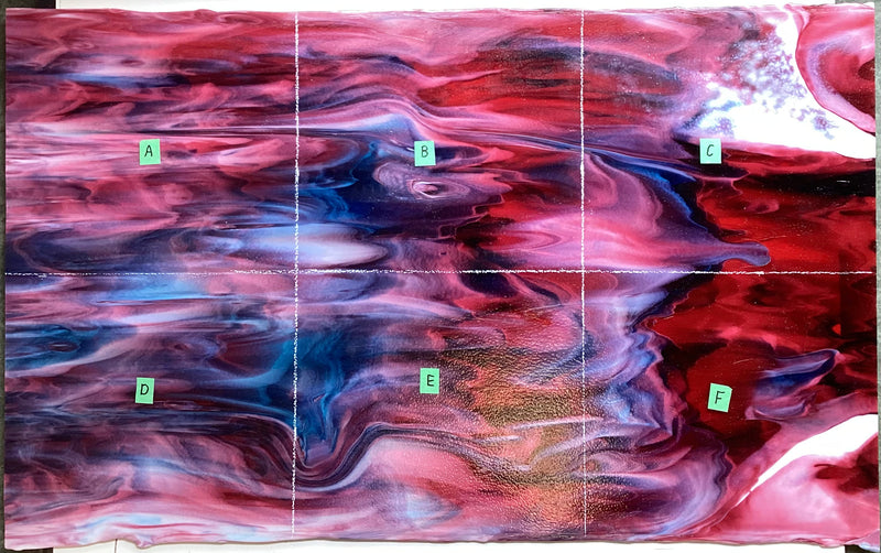 Bullseye Cranberry Pink, Azure Blue, White Streaky, Semi-Translucent, Soft Ripple Texture