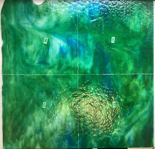 Youghiogheny Blue and Green Combinations on Ice White, Wispy, Semi-Translucent, Mottled Texture