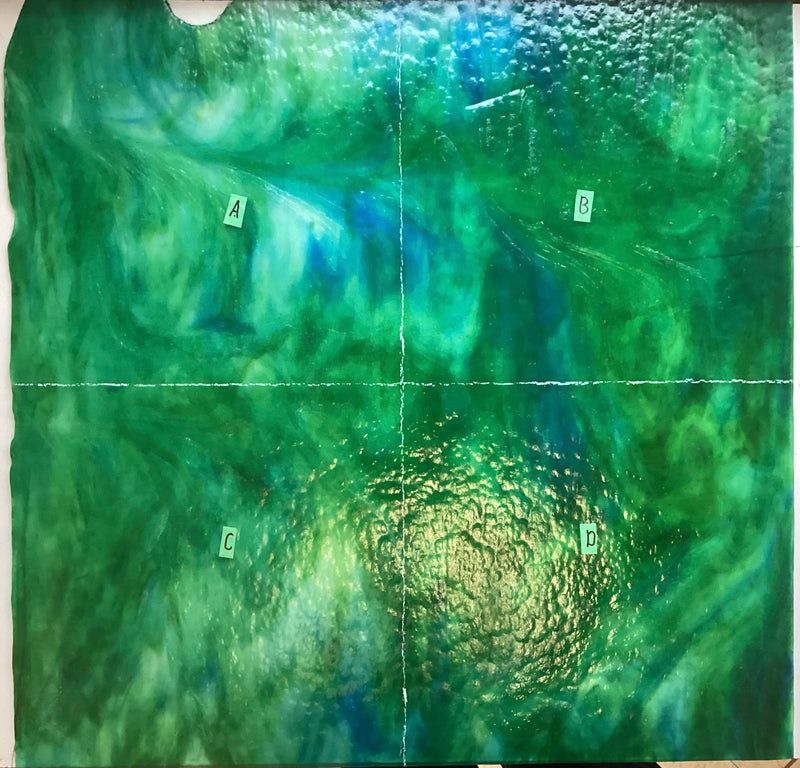 Youghiogheny Blue and Green Combinations on Ice White, Wispy, Semi-Translucent, Mottled Texture