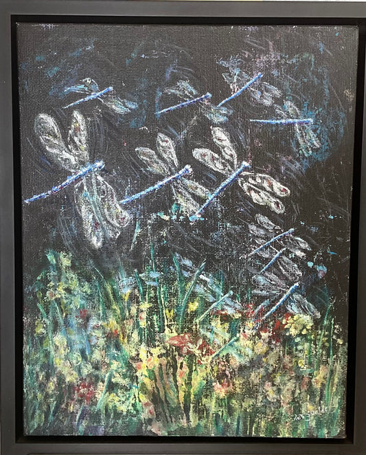 “Dragon Fly Mania” Oil/Acrylic Painting by Iris