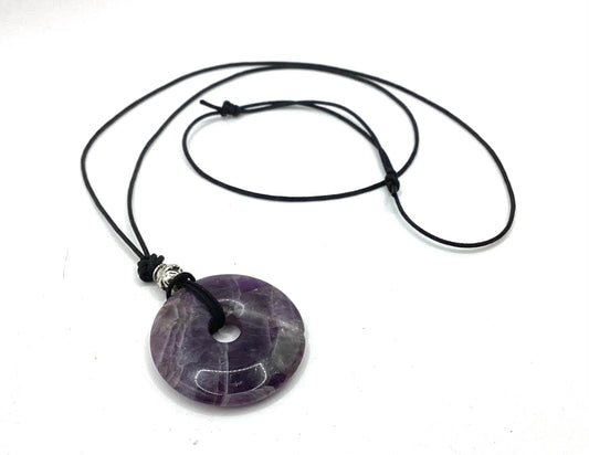 Gemstone donut pendant on Nylon Cord