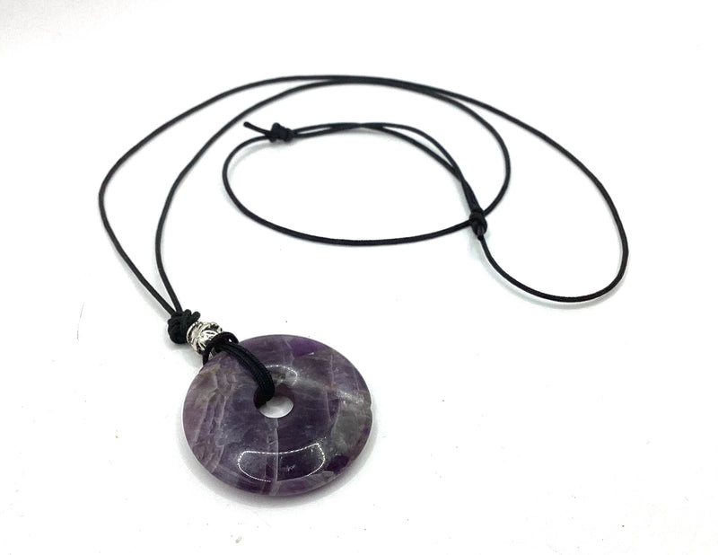 Gemstone donut pendant on Nylon Cord