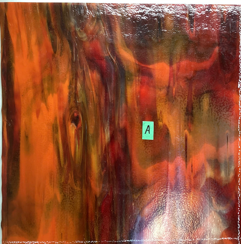 Bullseye Red, Orange, White, Streaky, Semi-Translucent, Soft Ripple Texture