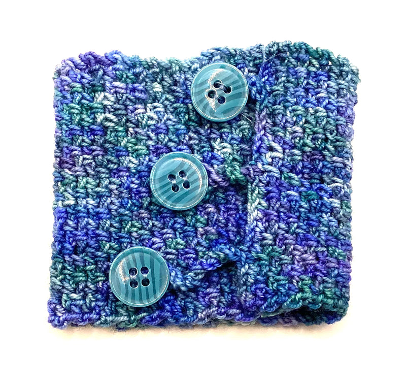 Ocean Blue Crocheted Adjustable Cuff