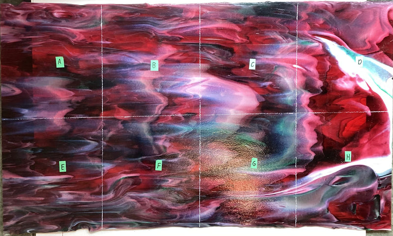 Bullseye Cranberry Pink, Emerald Green, White, Streaky, Semi-Translucent, Soft Ripple Texture (003345-0030)