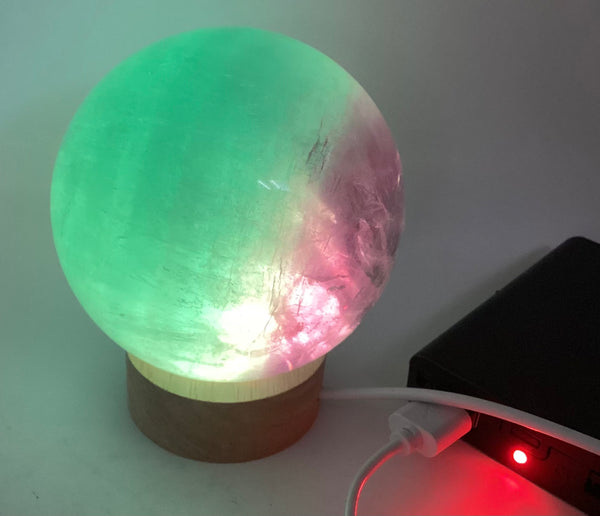 Fluorite Sphere with LED Light Stand