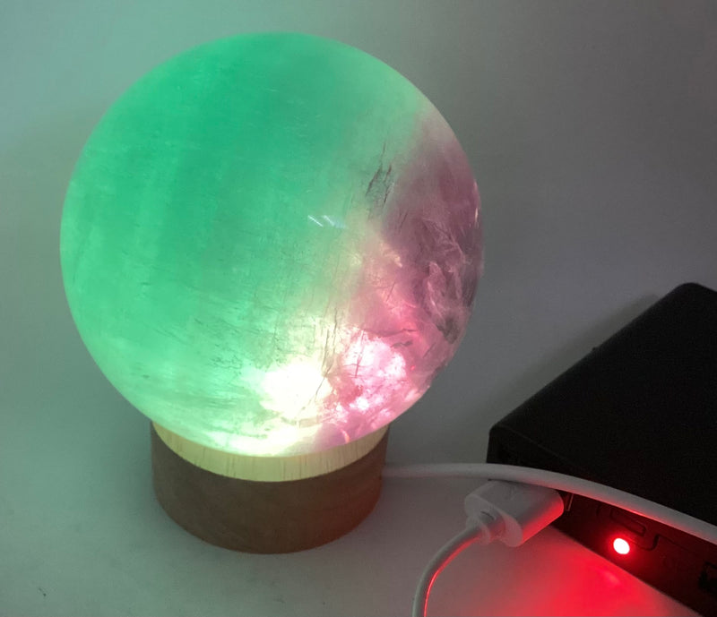 Fluorite Sphere with LED Light Stand