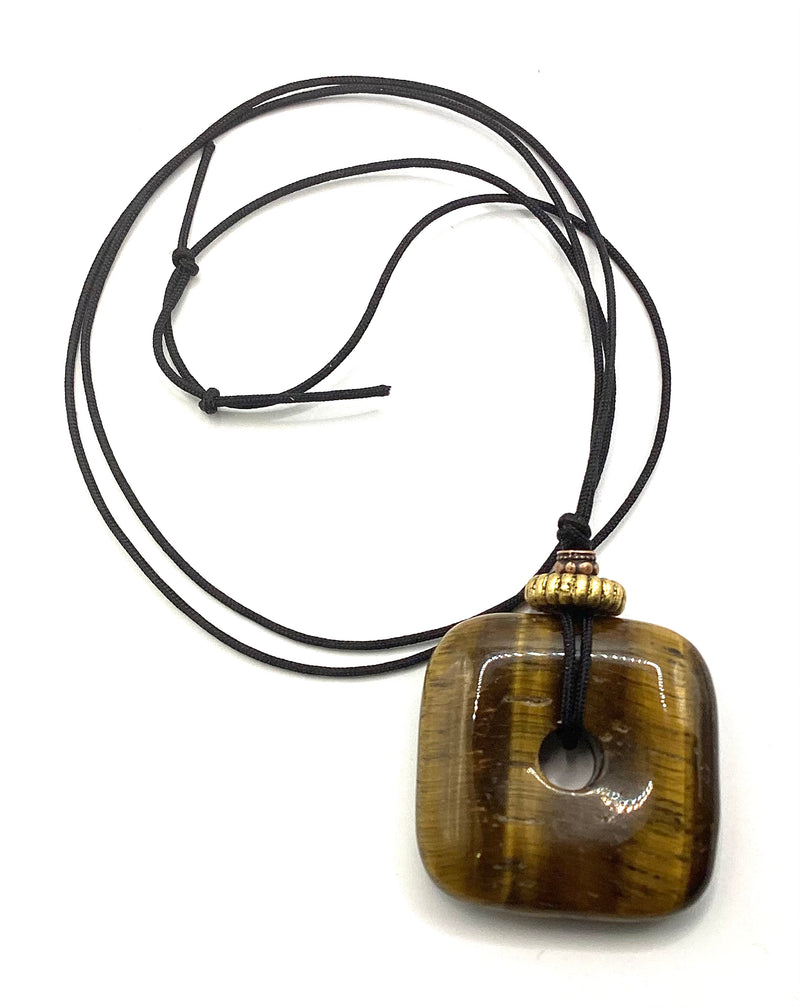 Gemstone donut pendant on Nylon Cord by Iris