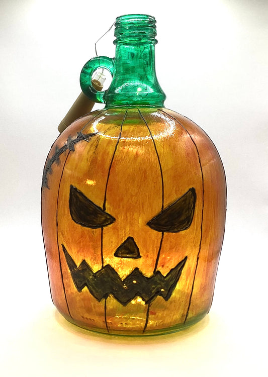 Painted Glass Pumpkin Jar