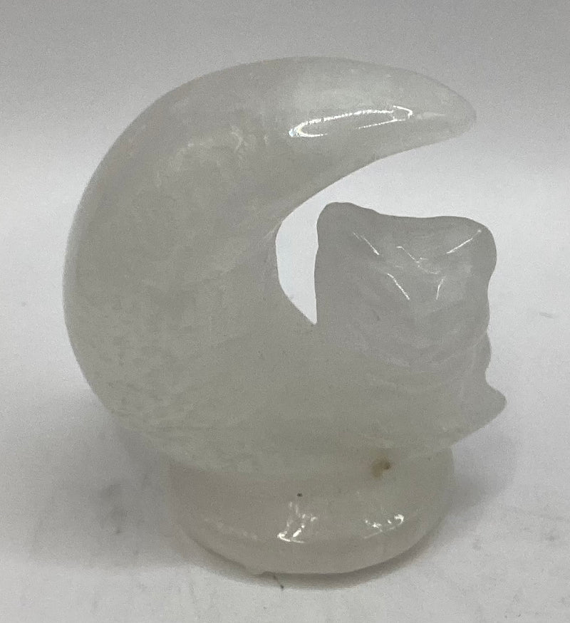 Quartz Moon Cat Carving