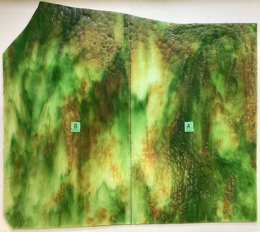 Youghiogheny Forest Green Steaks of Amber Mottled Semi-Translucent