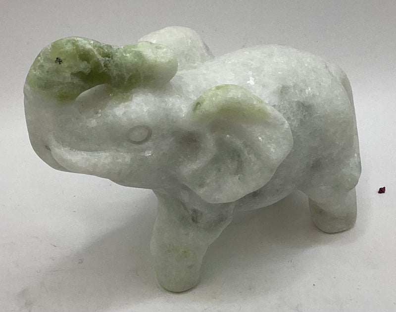 Snow Agate + Jade Elephant