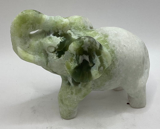 Snow Agate + Jade Elephant