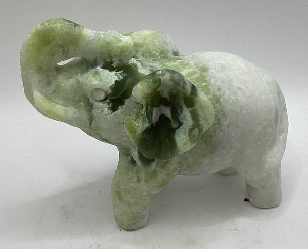 Snow Agate + Jade Elephant