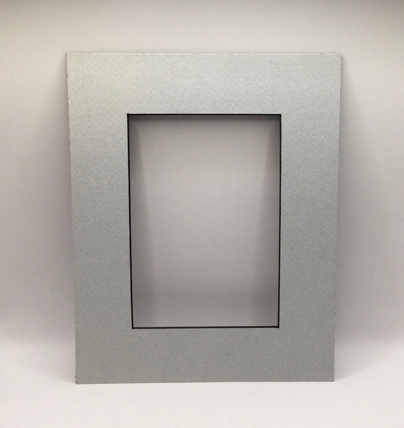 G.St - Acid Free Matting - 8x10 with 5x7 opening - Light Grey with Black Core - 23PMLGRYBC