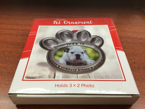 Pewter Pet Ornament frame 3x2”