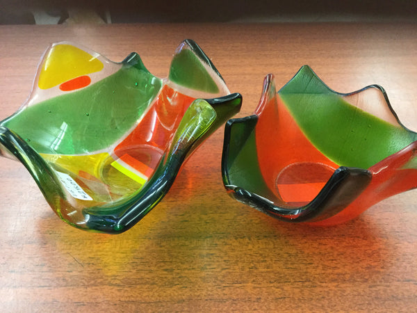 Fused glass Tea light vases and dish