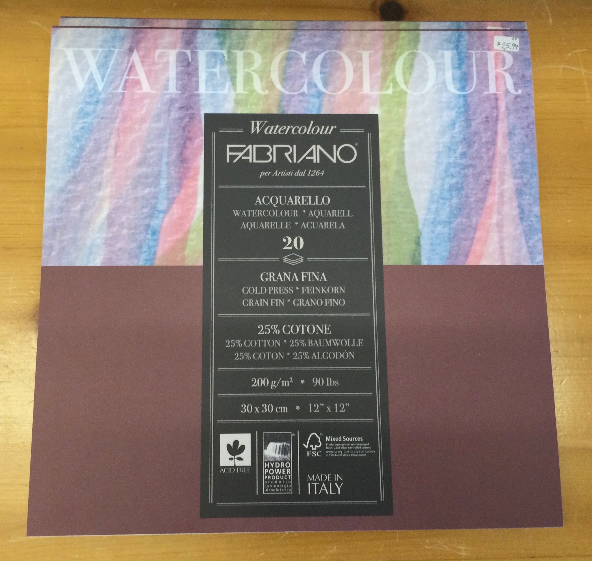 Fabriano CP watercolour 140lb pad 14”x19”
