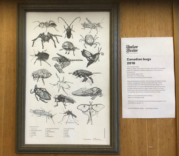 Canadian Bugs, 2018 card or 11x17 print by Andrea Burton