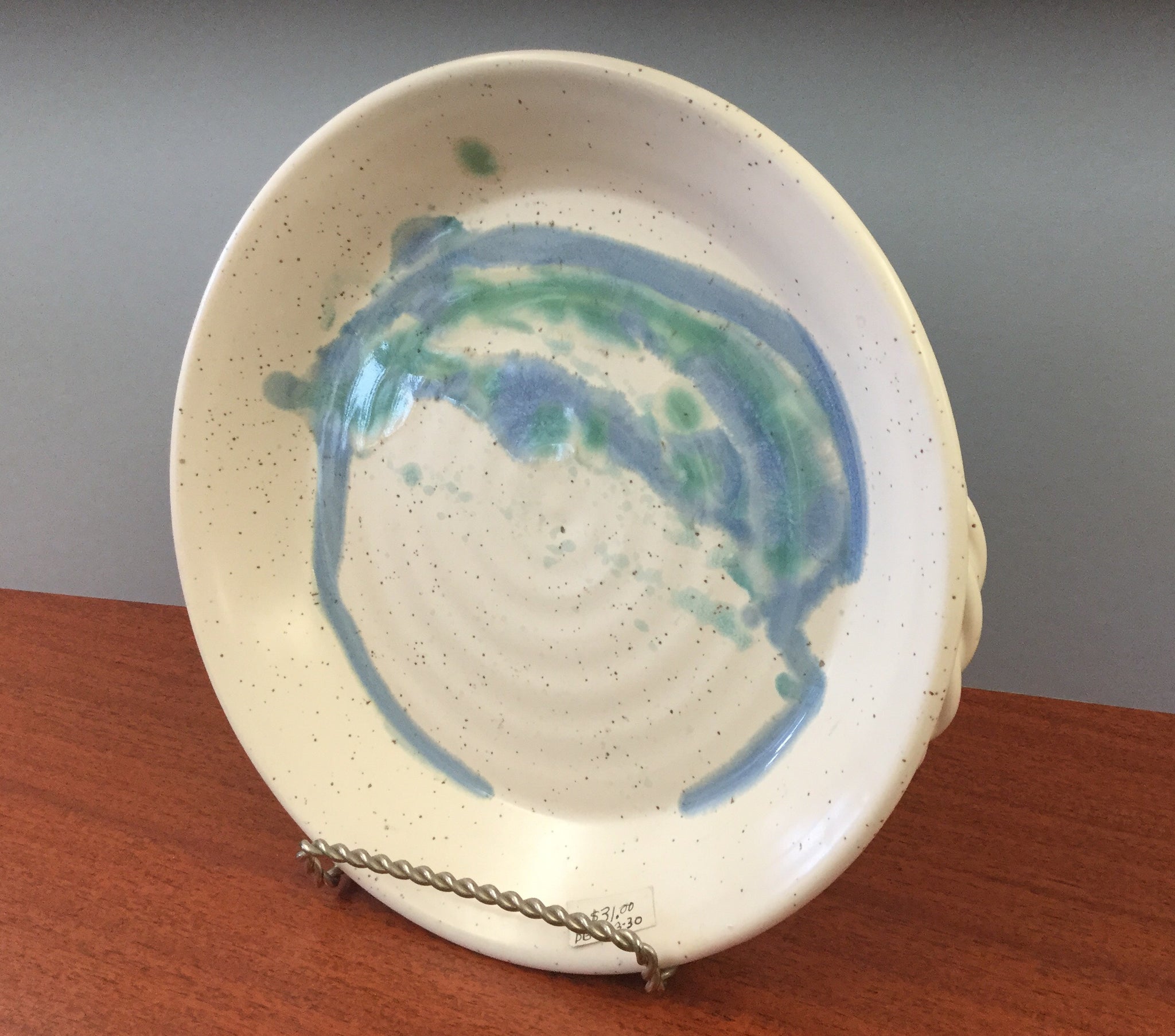 Small stoneware Plate With Handles (#-0813-30)