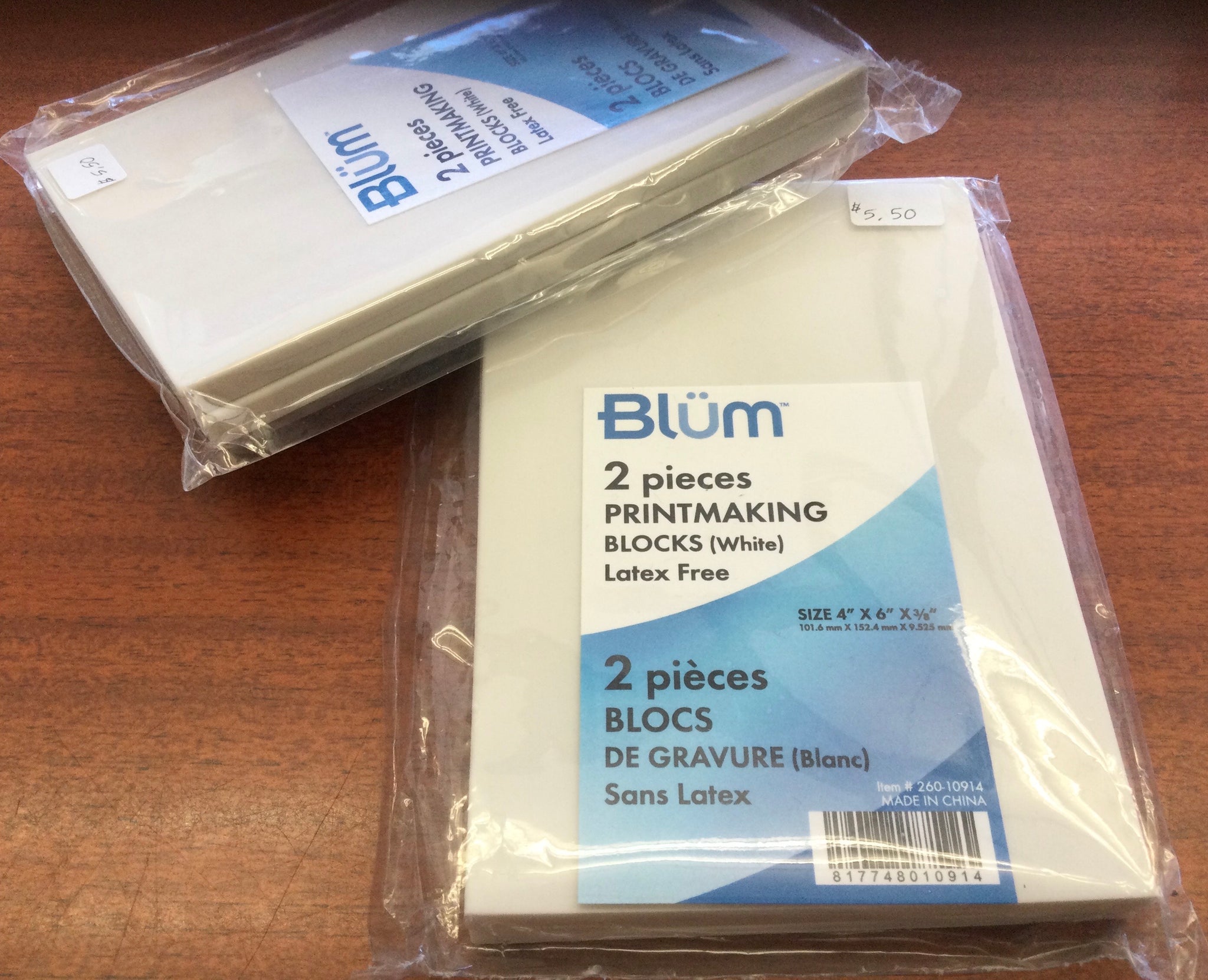 Blum 2 pieces printmaking Blocks white 4x6x3/8 inches