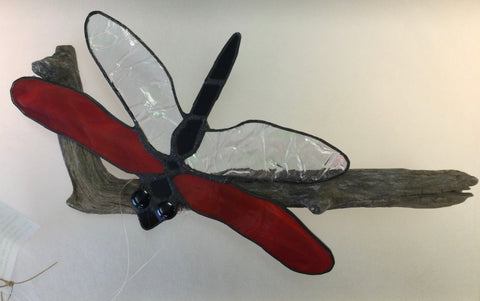 Stained glass Dragonfly 10” wing span