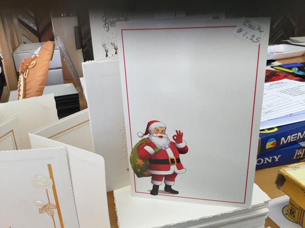 Photo card gold script/Santa with bag