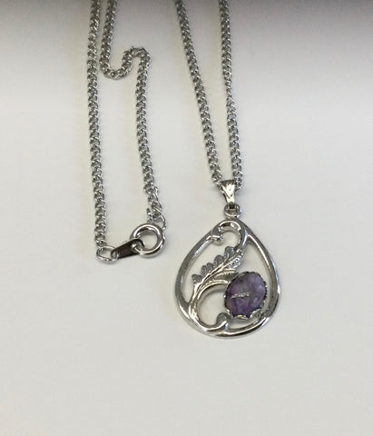 Charoite pendant with chain