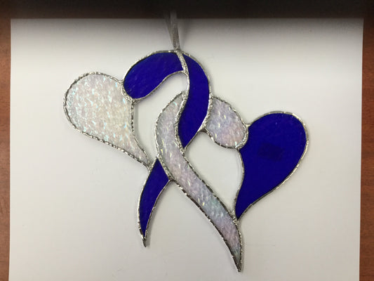 Enwined hearts stained glass by Cheryl Olafson