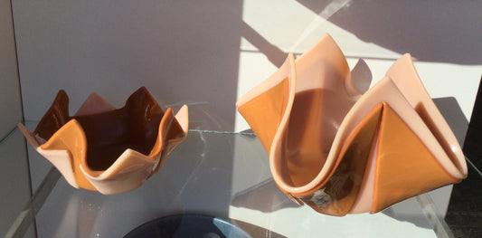 Glass fused bowls two tone by Iris