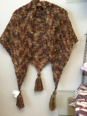 “ Earth” a Crocheted Shawl with Tassels JB22-14
