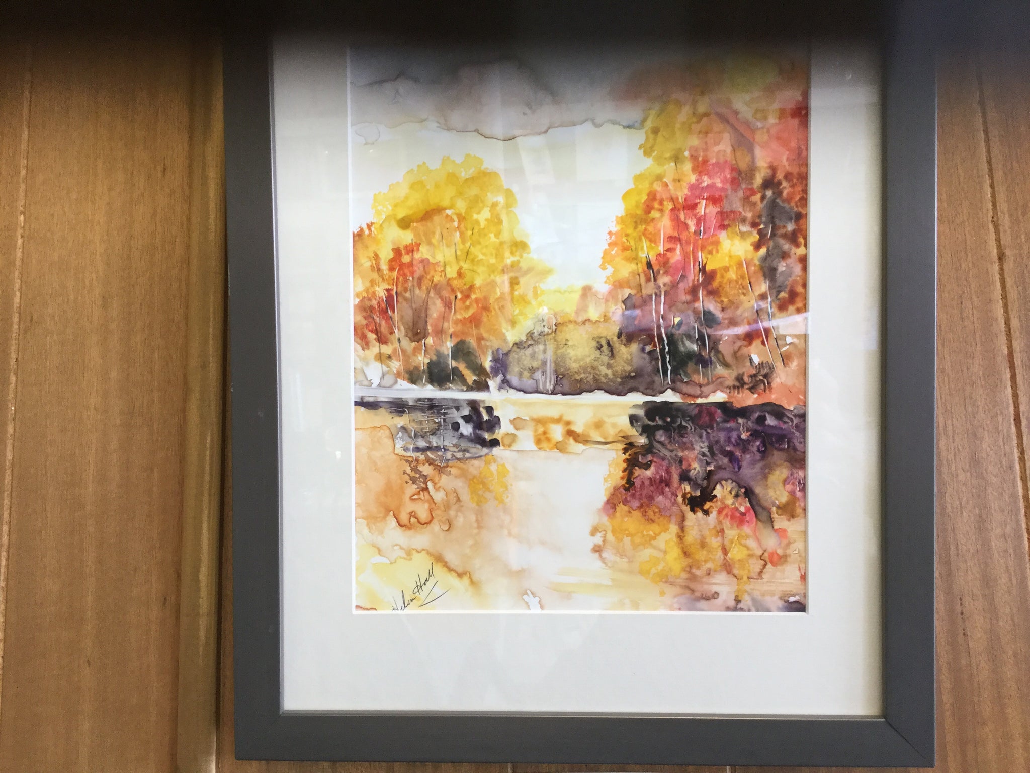 “Autumn” watercolour on Yupo framed