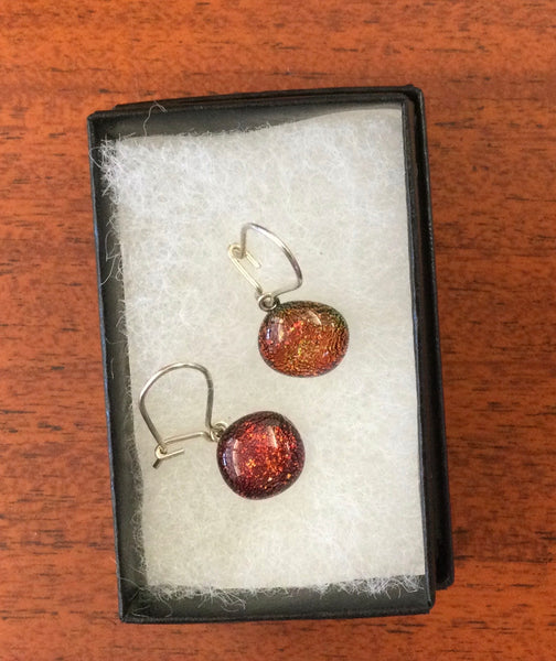 Fused glass Earrings with sterling silver ear wire
