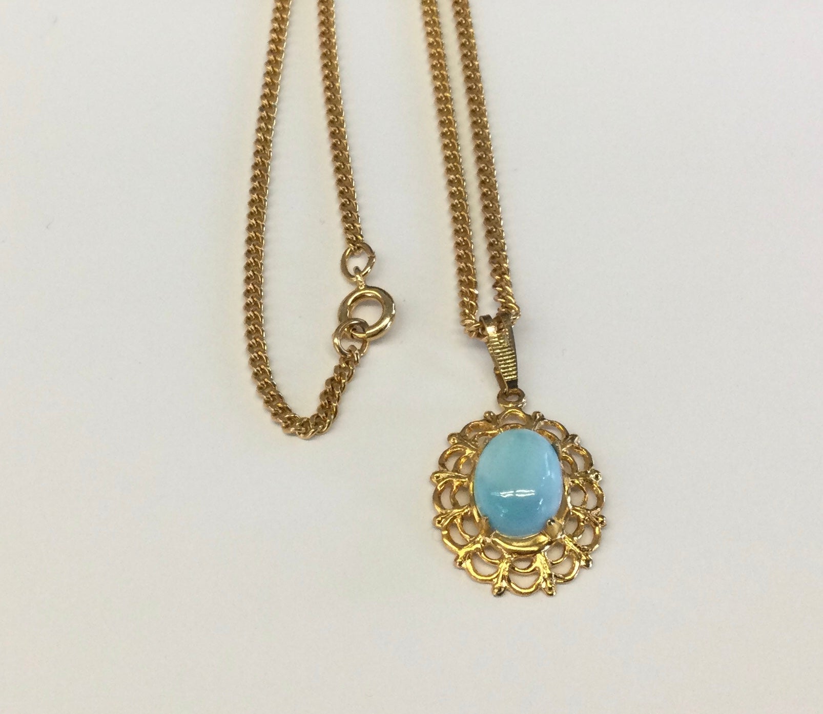 Larimar pendant with chain