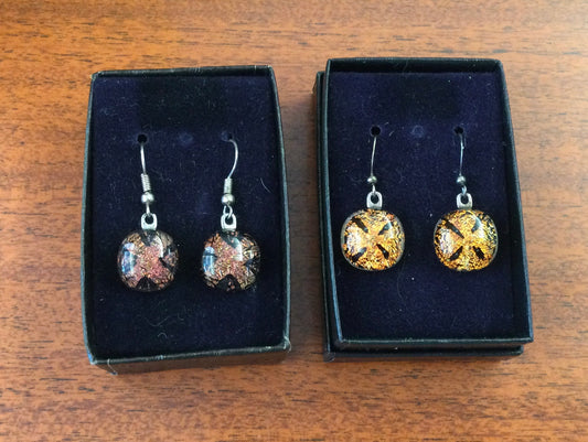 Fused glass Earrings with sterling silver ear wire